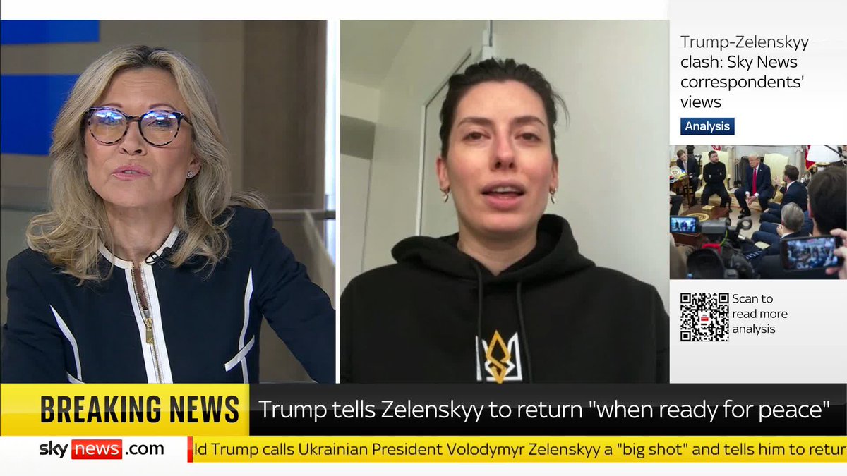 "President Zelenskyy said 33 times, thank you to the people of America, to the taxpayers, to the government, to the Congress and President Trump himself." Ukrainian MP Mariia Mezentseva MP speaks to Sky News. Latest: 📺 Sky 501, Virgin 602 and YouTube