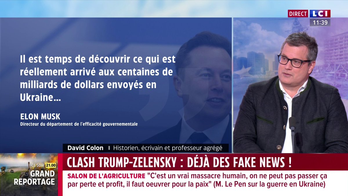 Elon Musk "est un agent de désinformation du Kremlin", David Colon qui déplore "une période intensive de guerre de l'information" ▶️ Avec Paola Puerari ⬇️