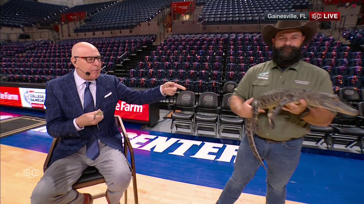 "I ain't holding him." 😅 Seth Greenberg was SPOOKED by this alligator while breaking down Alabama-Tenneesee on SportsCenter 👀