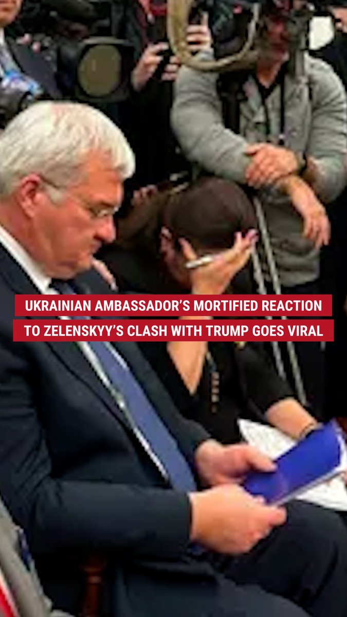 FACE-OFF: Oksana Markarova slumped forward, hands covering her reaction in pure exasperation, as Ukraine’s president stumbled headfirst into a diplomatic disaster during tense talks with Trump and his Cabinet.