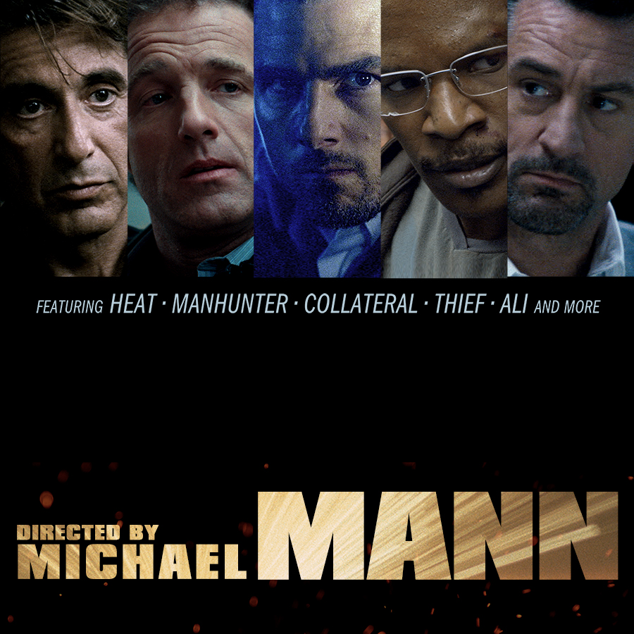DIRECTED BY MICHAEL MANN 🖤 Now playing on Criterion Channel! Enter the world of Michael Mann, whose films pulsate with visual adrenaline and perfectly choreographed chaos. Watch a collection of the director's most exhilarating films—including THIEF, MANHUNTER, THE LAST OF THE MOHICANS, HEAT, ALI, and more!