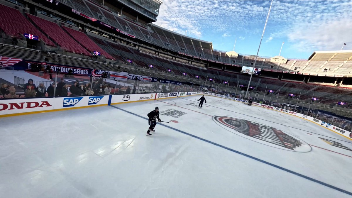 Let's take a drone tour through The Shoe at The Ohio State University! 🤩 Watch the Detroit Red Wings vs. Columbus Blue Jackets at the 2025 Navy Federal Credit Union NHL #StadiumSeries TODAY at 6p ET on ESPN in the US, and on FX and TVA Sports in Canada!