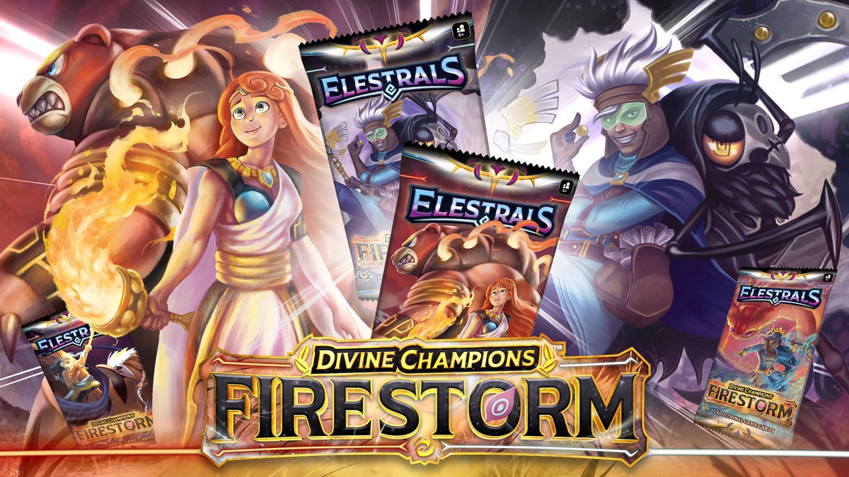 A Brand New era is approaching for Elestrals TCG! 🔥🌪️ Announcing... Elestrals Divine Champions - FIRESTORM!
