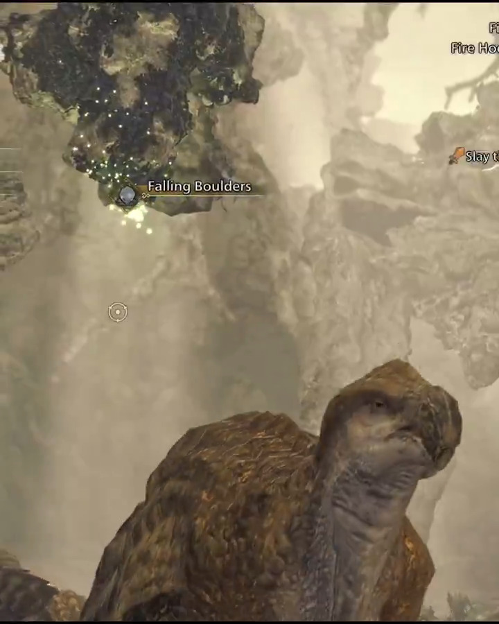 In Monster Hunter Wilds, use the slinger to trigger environmental hazards 💥 For example, use the slinger to slam boulders down onto Chatacabra.