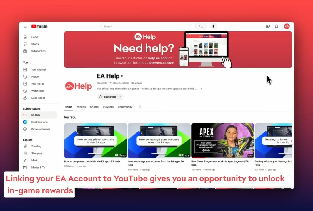 Before you start streaming EA games on YouTube, make sure your accounts are linked so you don't miss out on any Drops. Here's how to link them👇
