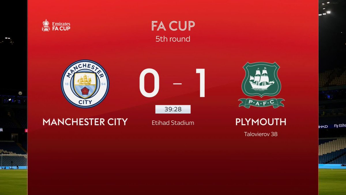 Plymouth are leading at the Etihad ๐ฑ