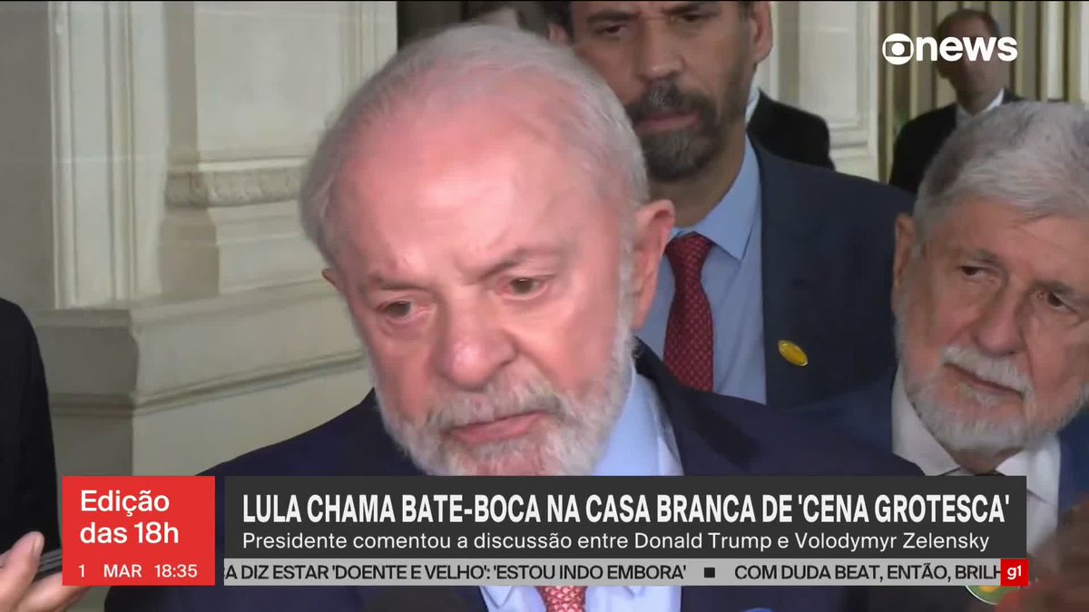 O presidente Lula classificou como "grotesca" a discussão entre Donald Trump e Volodymyr Zelensky. "Acho que o Zelensky foi humilhado", afirmou Lula, sobre o líder ucraniano. ➡ Assista à #GloboNews:
