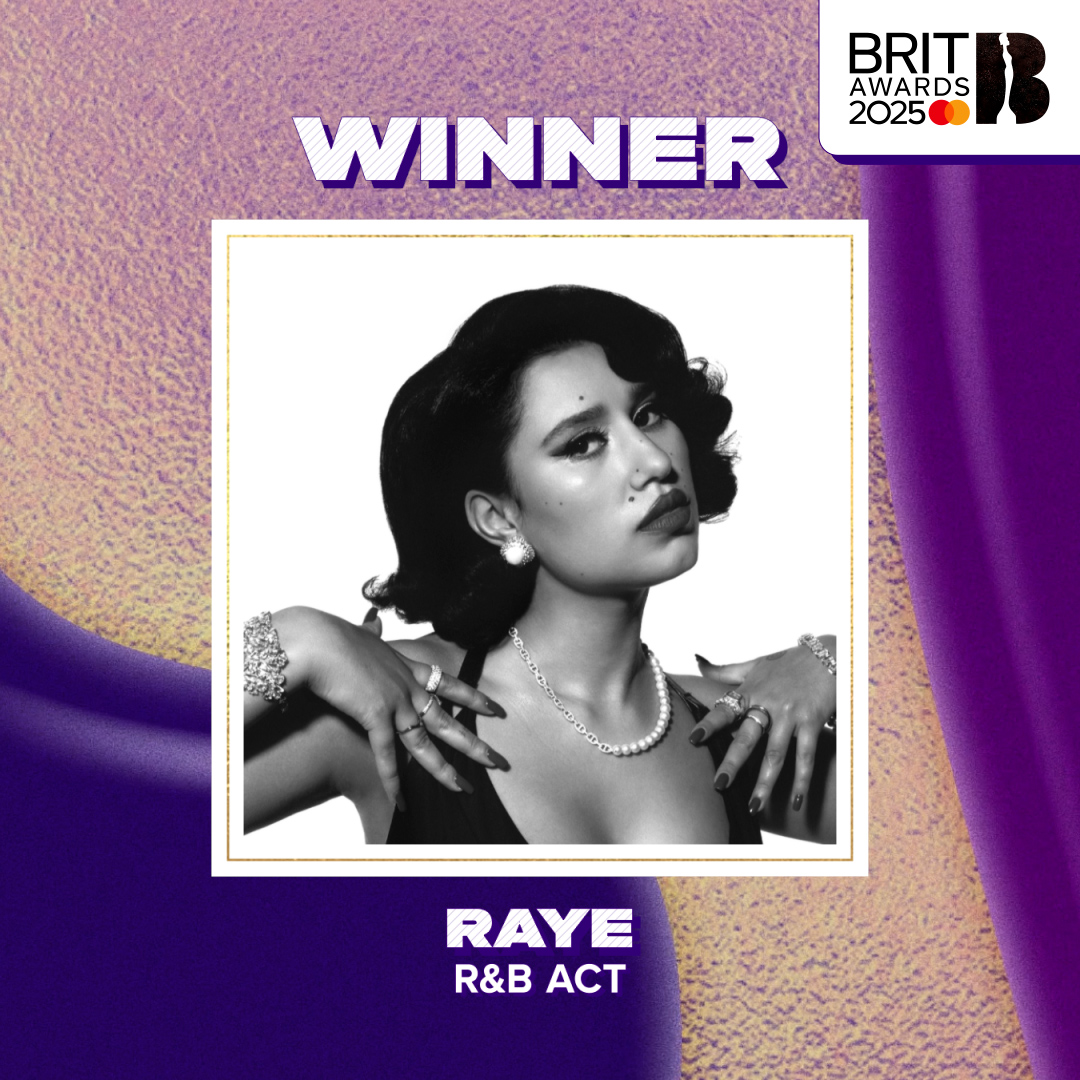 she's on top of the world right now, show some love to our 2025 R&amp;B Act winner, @RAYE 🌹 #BRITs