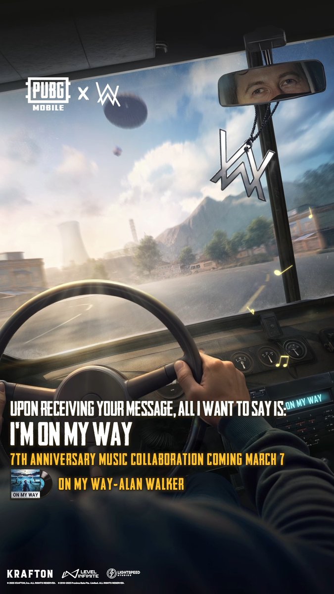 🎵 The classic track “On My Way” by Alan Walker will return to PUBG MOBILE, just in time for the 7th Anniversary celebration on March 7! 📲 #PUBGM370 #PUBGMxAW #PUBGMOBILE