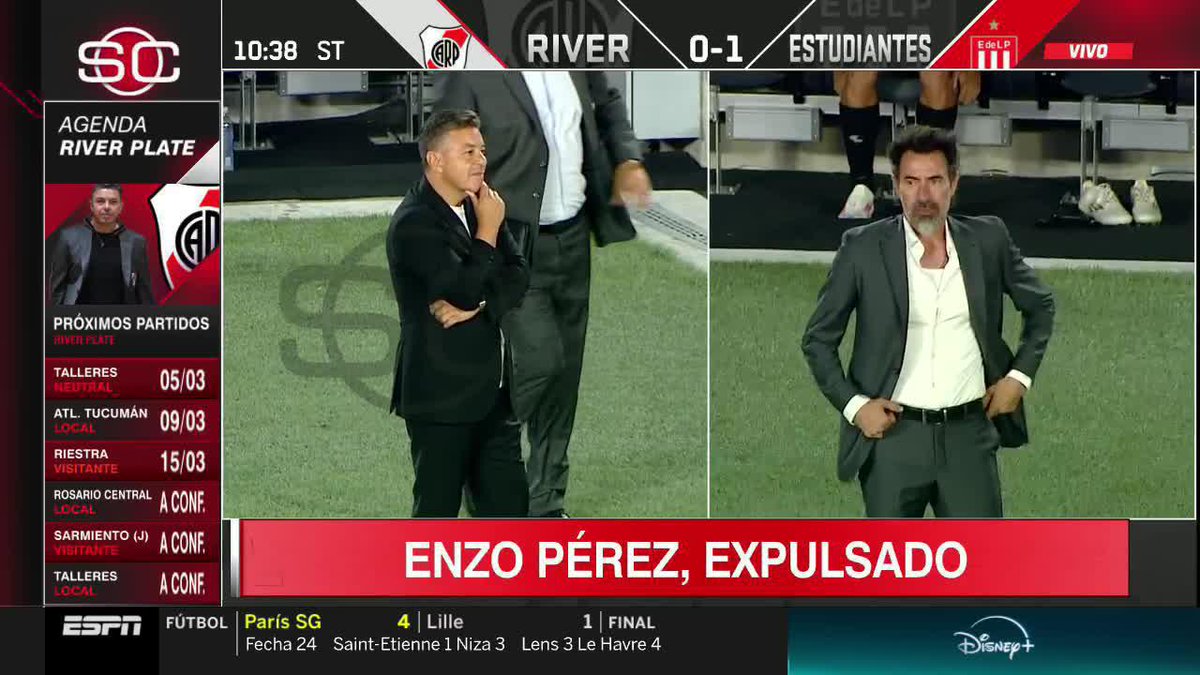 GALLARDO NO LO PUEDE CREER: ENZO PÉREZ EXPULSADO EN RIVER. 📺 #DisneyPlus
