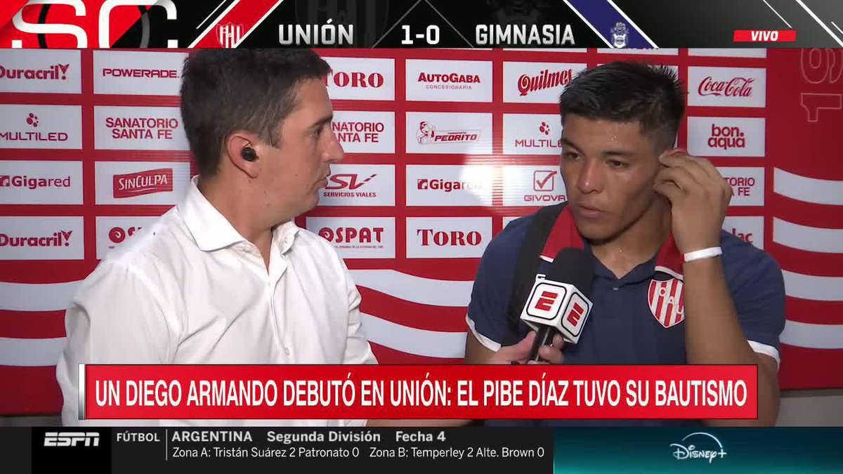 De la Liga Regional a la Primera División del Fútbol Argentino... Ante Gimnasia, DIEGO ARMANDO DÍAZ hizo su debut en Unión. 📺 #DisneyPlus