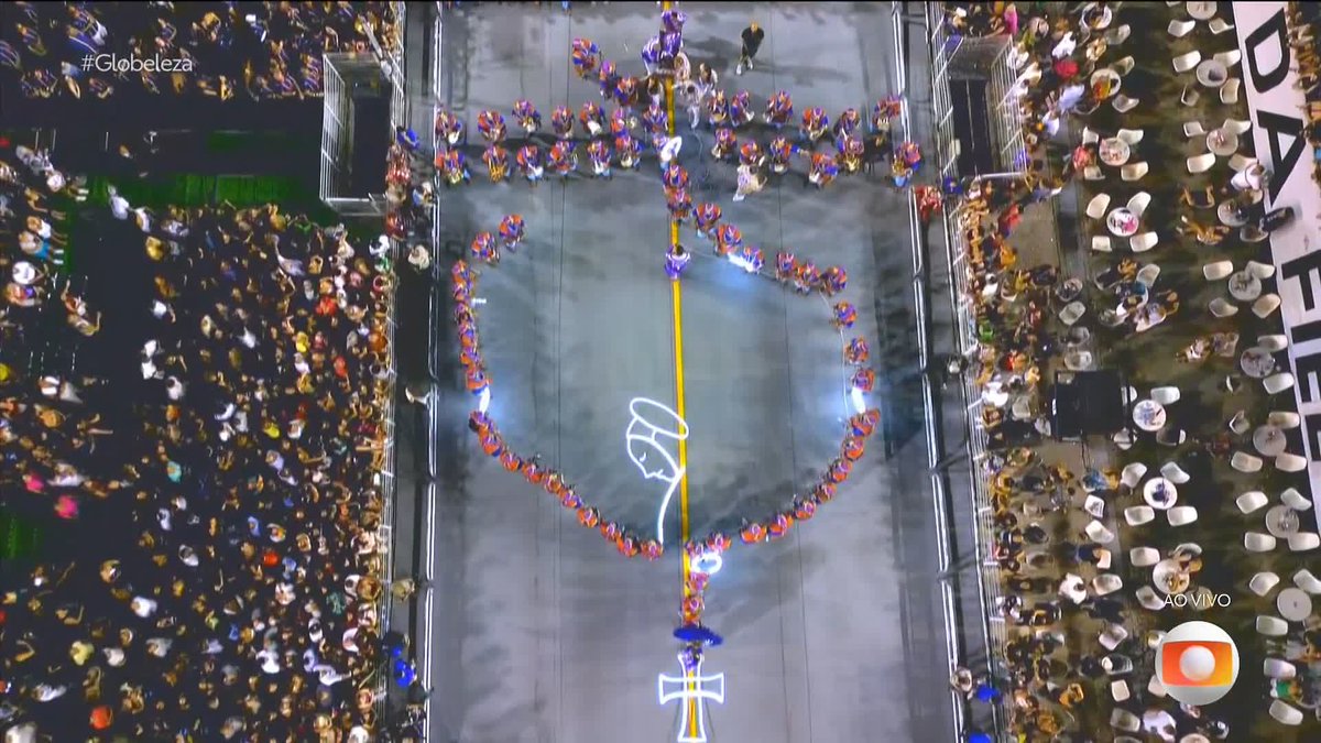 simplesmente essa imagem de cima do desfile da mocidade alegre realizando a formação do Terço no sambódromo do Anhembi foi ABSOLUTE CARNAVAL #Globeleza