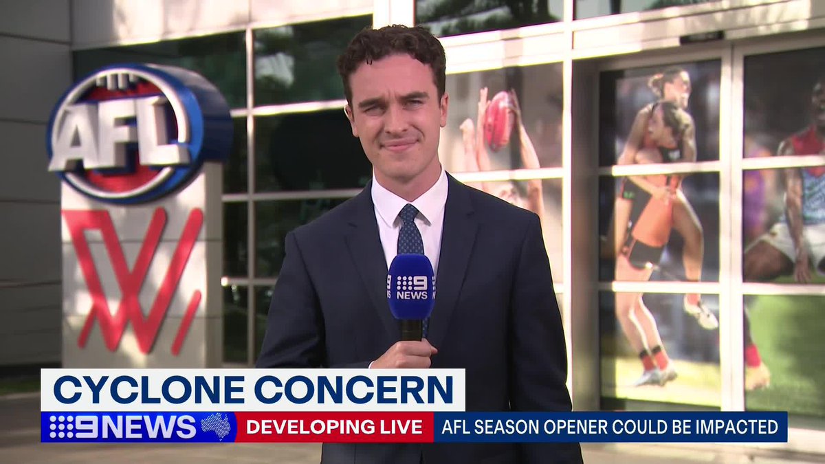 A Tropical Cyclone is threatening to disrupt the AFL season opener, with winds of up to 130 kilometres per hour forecast to hit Brisbane on Thursday. #9News Trent Kniese