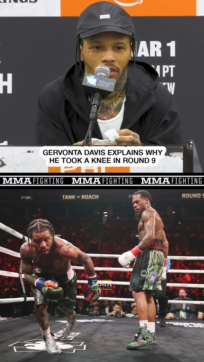 Gervonta Davis says he took a Round 9 against Lamont Roach Jr. because the product in his hair was "burning" his eyes: "I didn't want to get caught while my eyes was burning. … But I didn't really know you could get disqualified for all of that."