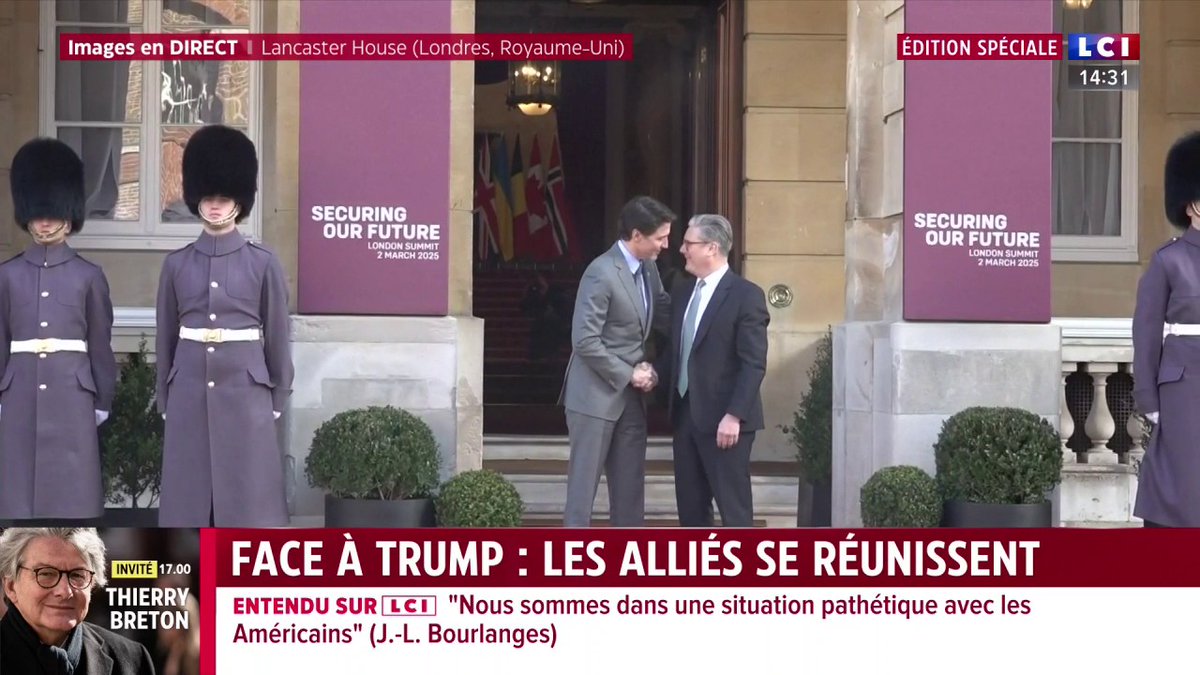 🔴 Sommet de Londres pour l'Ukraine : arrivée de Justin Trudeau, Premier ministre canadien, un des seuls représentants non-européens avec Hakan Fidan, ministre turc des Affaires étrangères