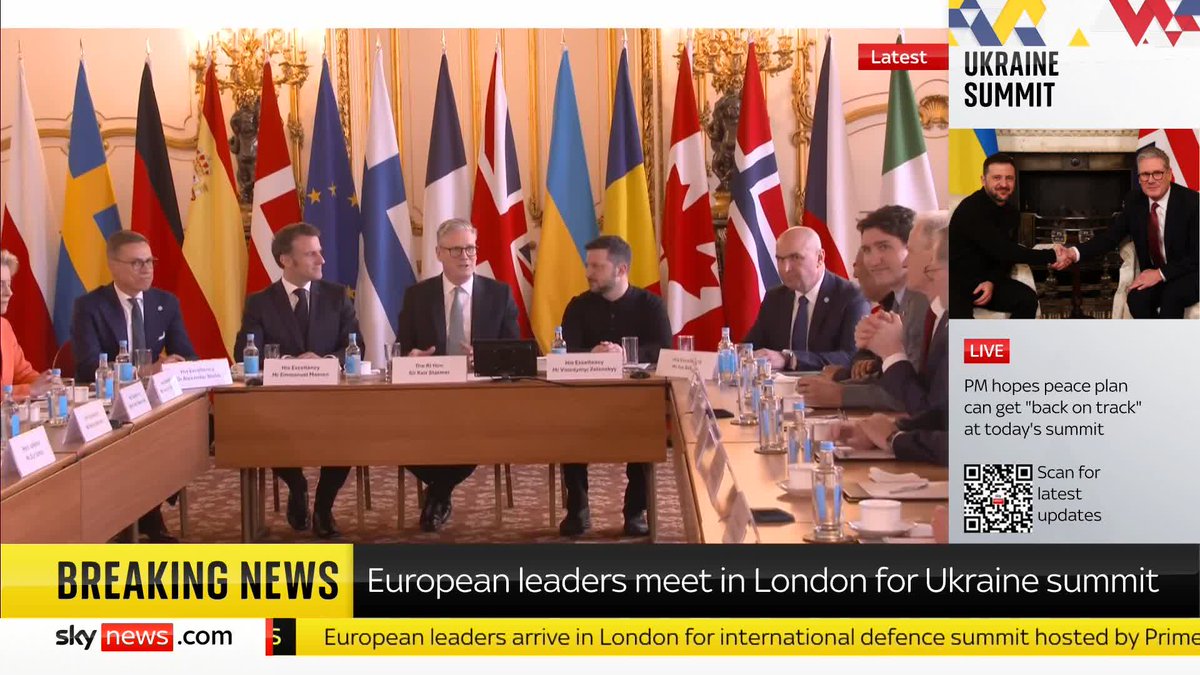 'This is a once in a generation moment for the security of Europe' Sitting next to Ukrainian President Volodymyr Zelenskyy and French President Emmanuel Macron, Sir Keir Starmer kicks off the Ukraine War summit in London. 📺 Sky 501 and YouTube