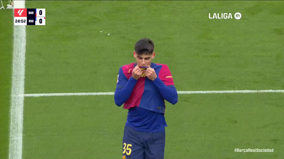 First goal celebration ever 😍🫶 #BarçaRealSociedad | #LaLigaHighlights