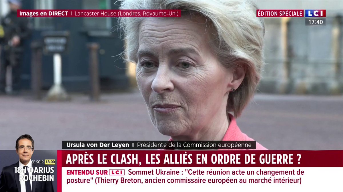 🔴 Ursula von der Leyen annonce à la sortie du sommet de Londres la présentation d'"un plan exhaustif de réarmement de l'Europe le 6 mars" et explique qu'"il est maintenant urgent d'augmenter les investissements militaires" pour "se préparer au pire"