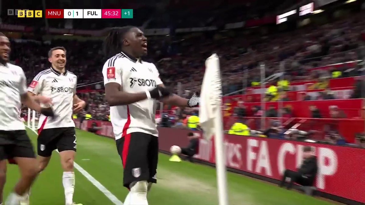 CALVIN BASSEY! ⚽️ Playing in his first ever #FACup game has given Fulham the lead at Old Trafford. #BBCFootball #MUNFUL