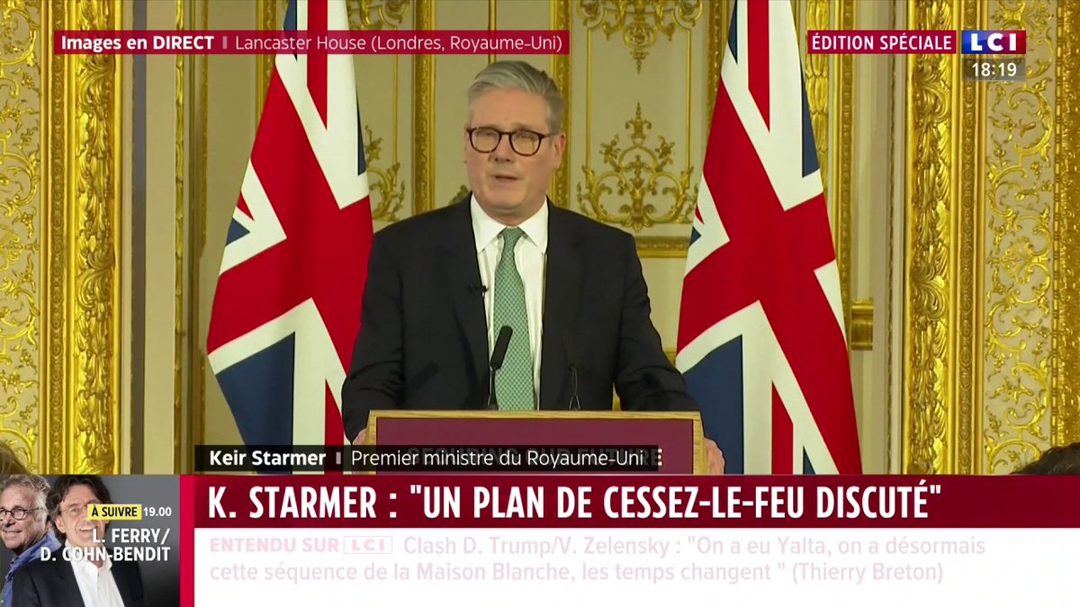 🔴 Keir Starmer, Premier ministre britannique annonce à la sortie du sommet de Londres pour l'Ukraine un travail sur plan de cessez-le-feu et un nouvel accord de 1,6 milliard de livres pour que l'Ukraine achète des missiles aériens de défense