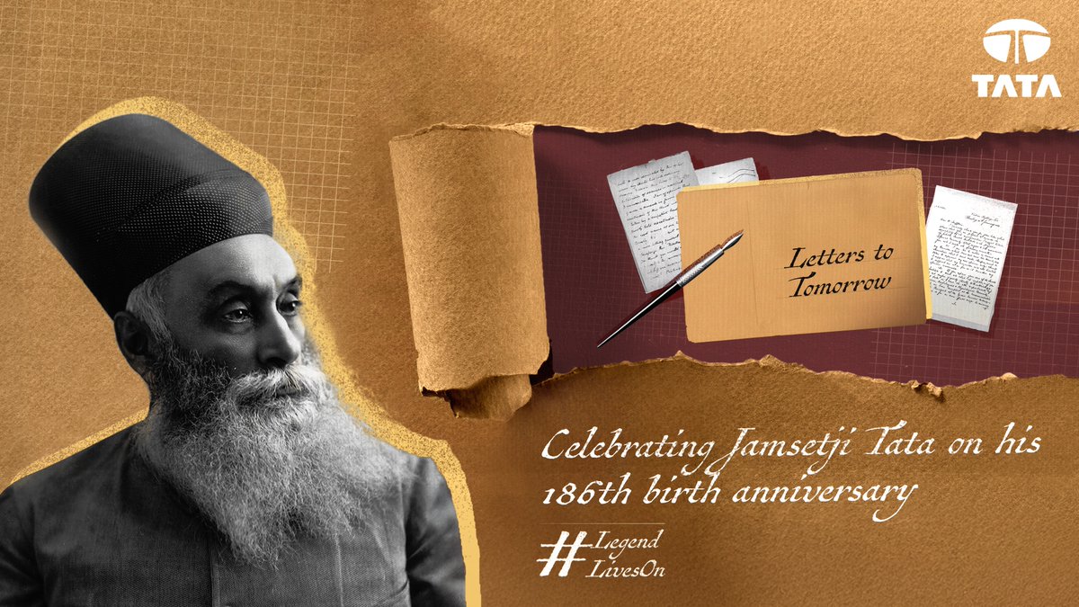 Jamsetji Nusserwanji Tata. A man whose words inspired change. A visionary whose actions helped build industries. A leader whose ideas continue to shape our world, even today. On the occasion of his 186th birth anniversary, we celebrate his life through his thoughts, his words—his letters to tomorrow. #LegendLivesOn #ThisIsTata