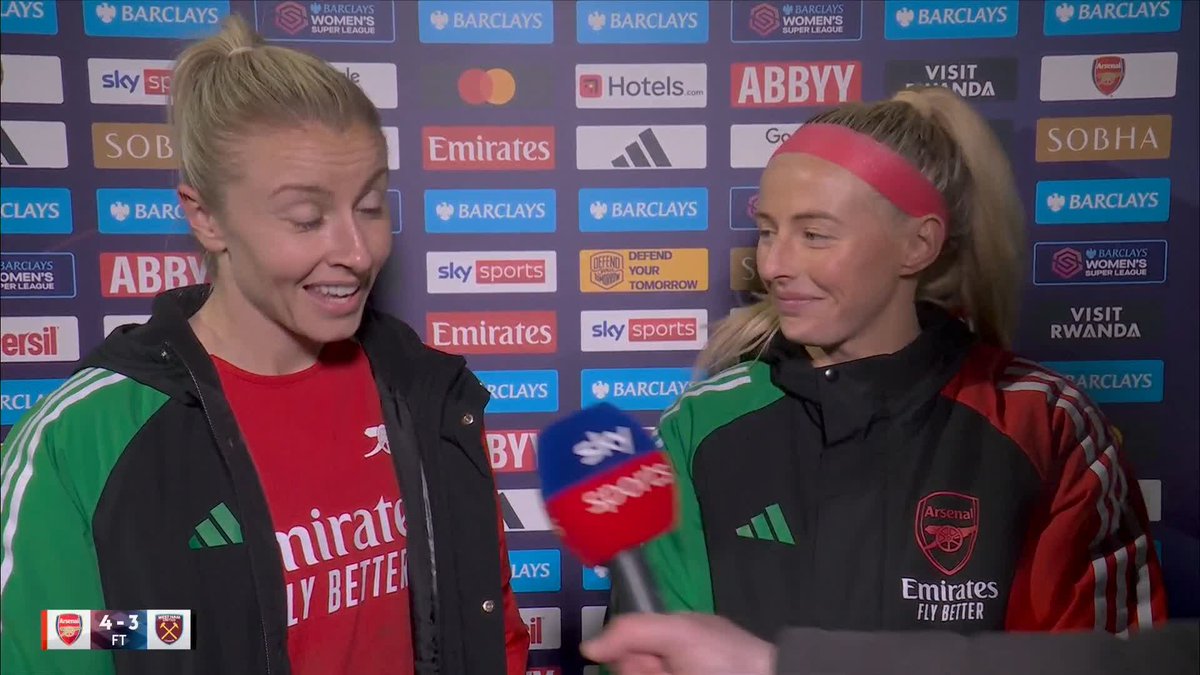 "I had full belief!" 🤝 Leah Williamson and Chloe Kelly react to Arsenal's comeback win over West Ham 👏
