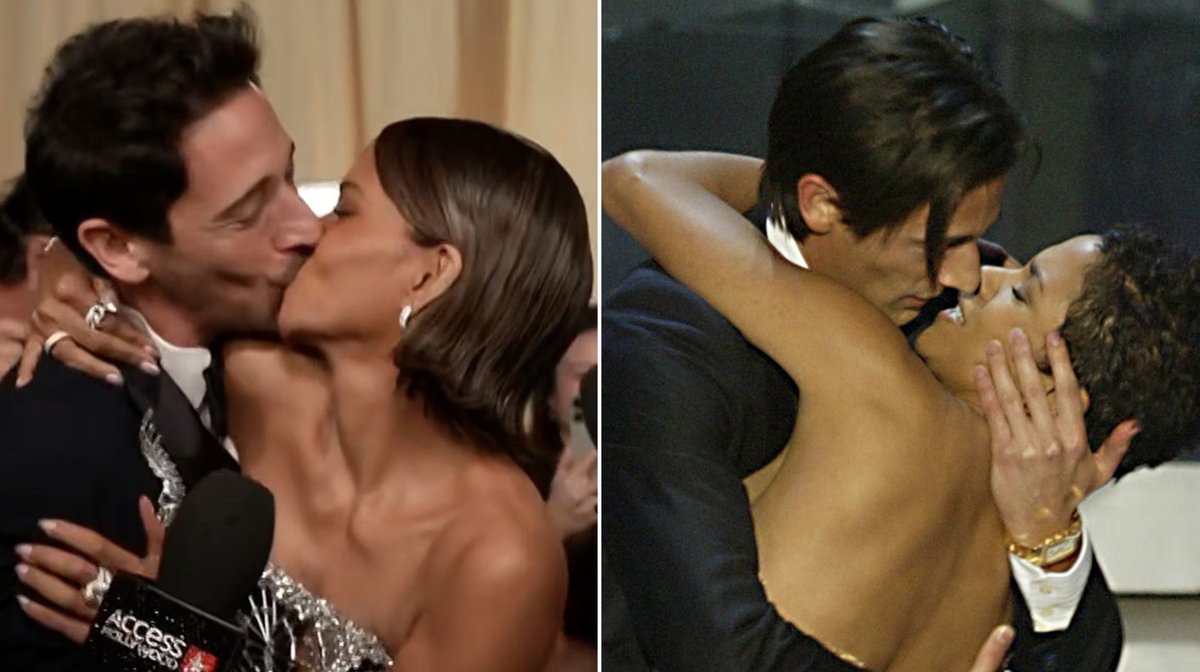 One of the biggest 2025 #Oscars surprises was this moment between Adrien Brody and Halle Berry.