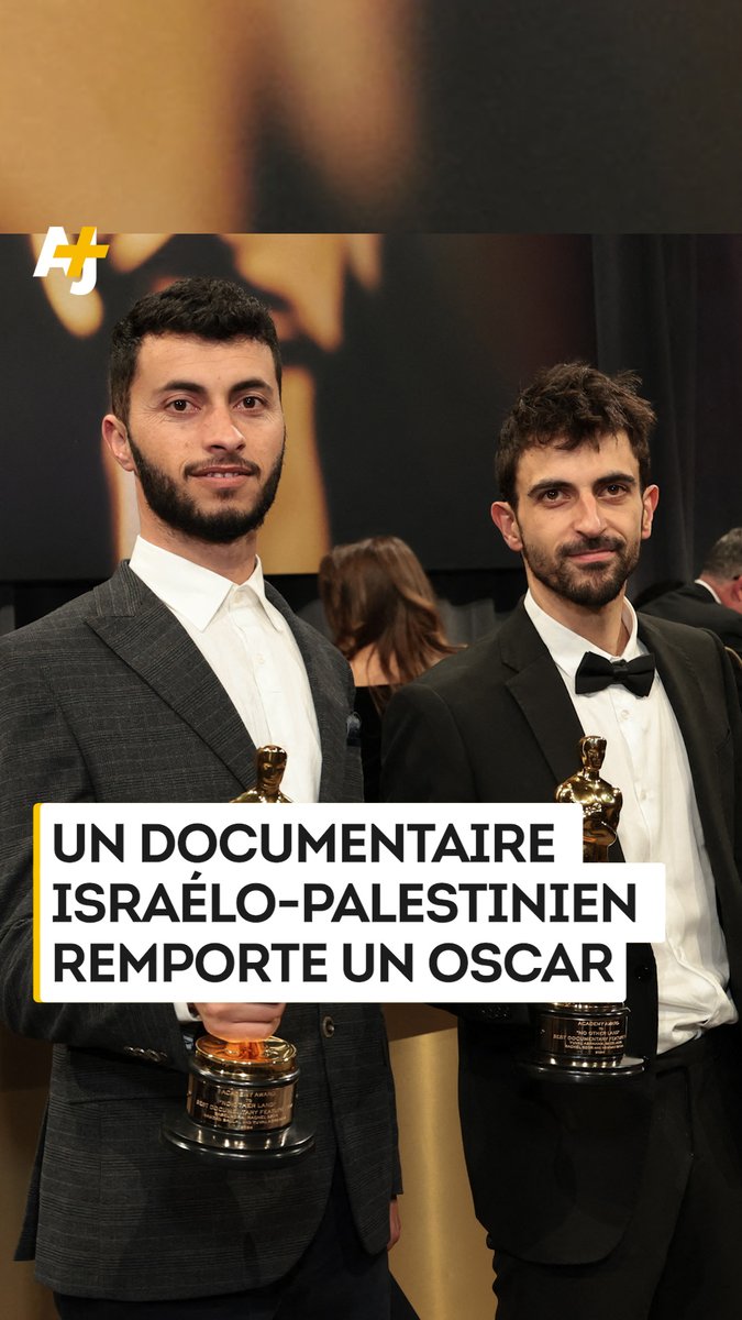 “Nous avons fait ce film, Israéliens et Palestiniens, parce qu’ensemble, nos voix sont plus fortes”. Voici le discours poignant du Palestinien Basel Adra et de l’Israélien Yuval Abraham, coréalisateurs de “No Other Land”, qui a reçu cette nuit l’Oscar du meilleur documentaire :