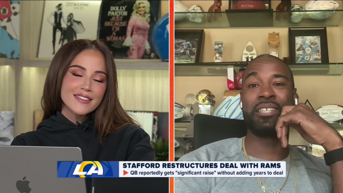 "(Matthew Stafford) is seeing everything A LOT clearer than he was... Right now it's just ART to him." 💪 HOF'er Calvin Johnson Jr. on what motivates former teammate Matthew Stafford 🔊 Kay Adams Los Angeles Rams | #RamsHouse