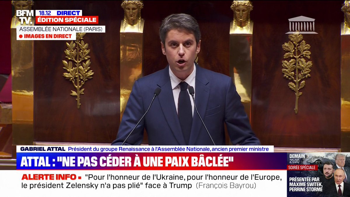 Gabriel Attal (Renaissance) à Marine Le Pen: "L'Ukraine brûle et, encore, vous regardez ailleurs"