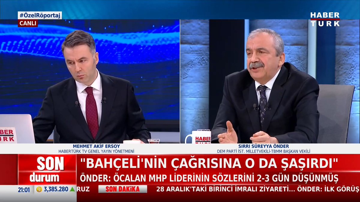 💬"Öcalan'ın hiçbir şartı yok" 🗣️Sırrı Süreyya Önder: "Hayır ve asla! Bu işin hiçbir şartı yok. Ön şart ya da sonrasında bir şart yok. Bunu bütün şerefimle söylüyorum."