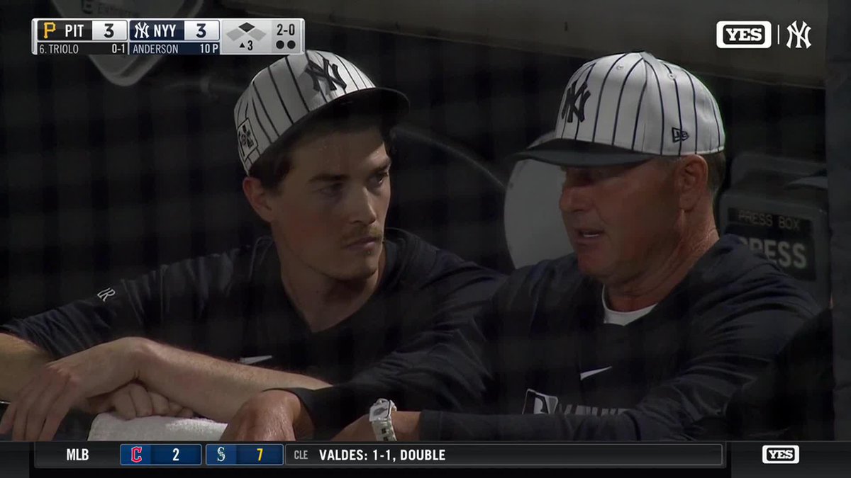 Just two guys talking ball ⚾ Max Fried is taking in all he can from Roger Clemens 👂
