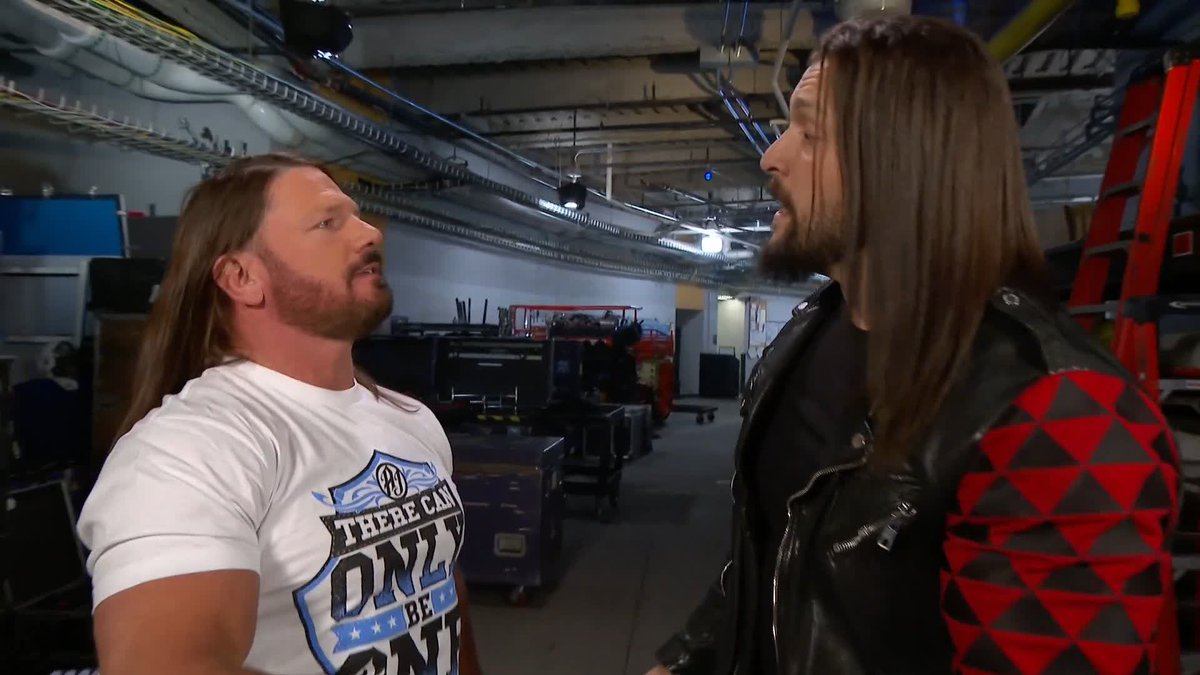 Does AJ have a devil on his shoulder or is it just his own evil ways? ๐ #WWERaw