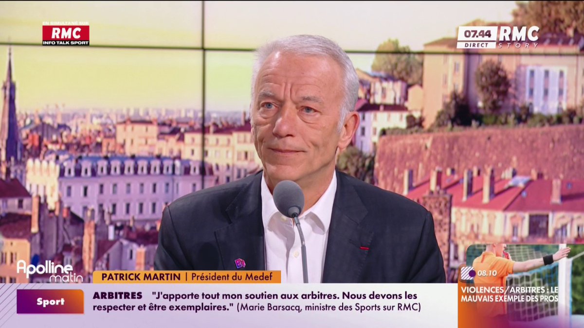 Économie de guerre: "Le Danemark a décidé de reporter à 70 ans l'âge de départ à la retraite pour que l'économie finance l'effort de guerre", dit Patrick Martin (Patrick Martin), président du MEDEF #ApollineMatin