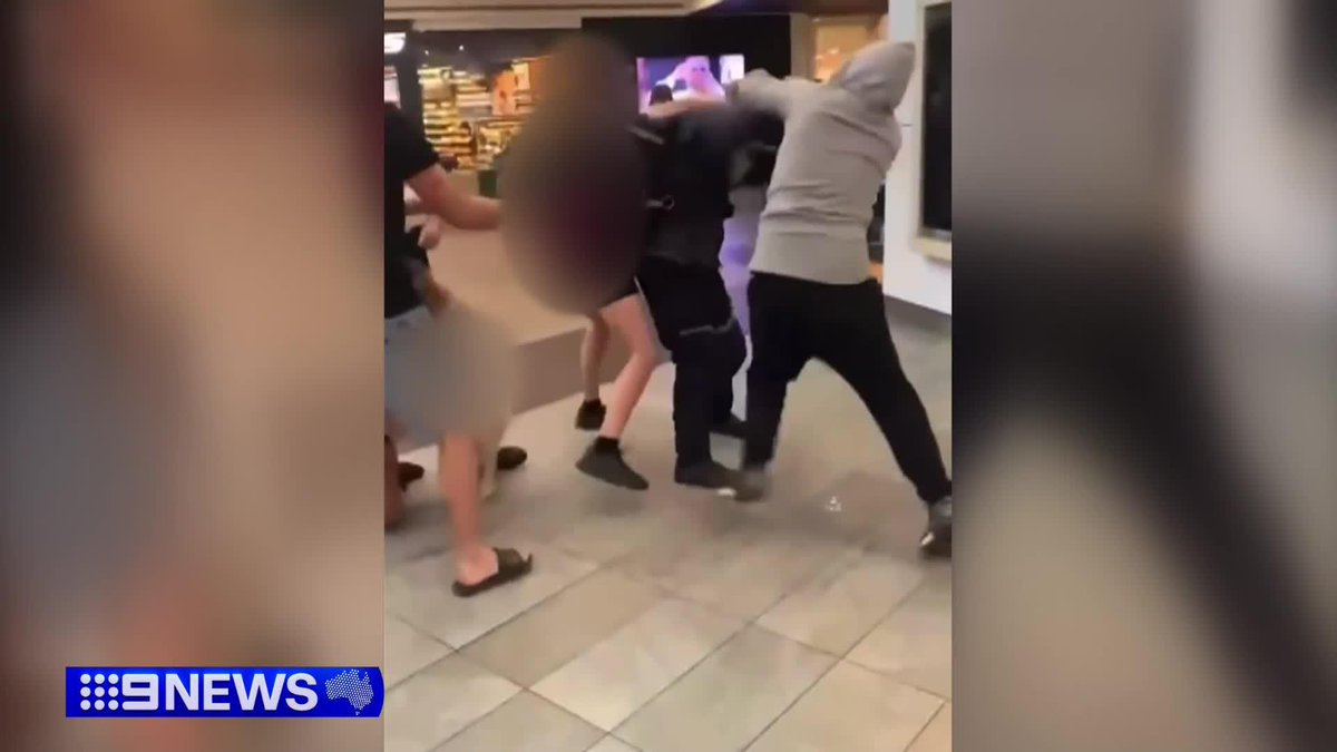 Four teenagers accused of a vicious attack on a security guard in Bendigo have been arrested. The attack unfolded in front of dozens of terrified shoppers, sending the complex into lockdown. Isabel Quinlan. #9News