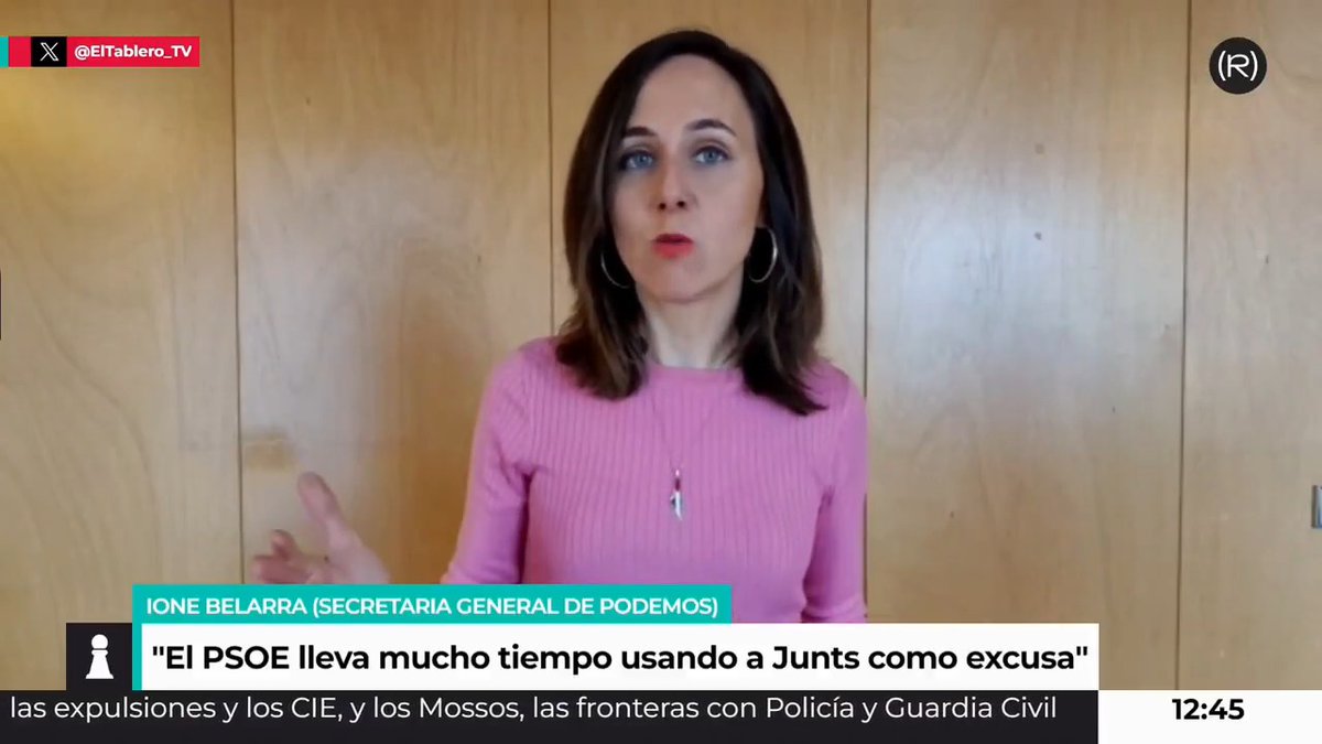 "El PSOE lleva mucho tiempo utilizando a Junts como una excusa para no hacer ninguna de las cosas que no quiere hacer. Basta ya de excusas y de un Gobierno que no gobierna". 🎥 Ione Belarra en El Tablero | Canal Red
