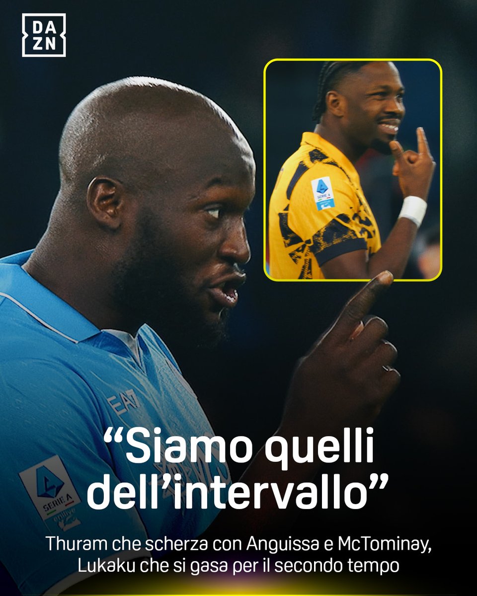 "𝑺𝒐𝒓𝒓𝒊𝒅𝒊, 𝒄𝒉𝒆 𝒆' 𝒃𝒆𝒍𝒍𝒊𝒔𝒔𝒊𝒎𝒐", Thuram sdrammatizza con McTominay 😁 Mentre Lukaku ci crede: "𝑩𝒂𝒔𝒕𝒂 𝒖𝒏 𝒈𝒐𝒍 𝒆𝒅 𝒆' 𝒇𝒊𝒏𝒊𝒕𝒂" ☝️⚽ 🎤 Davide Bernardi BordoCam #NapoliInter è disponibile ora su #DAZN! 📲