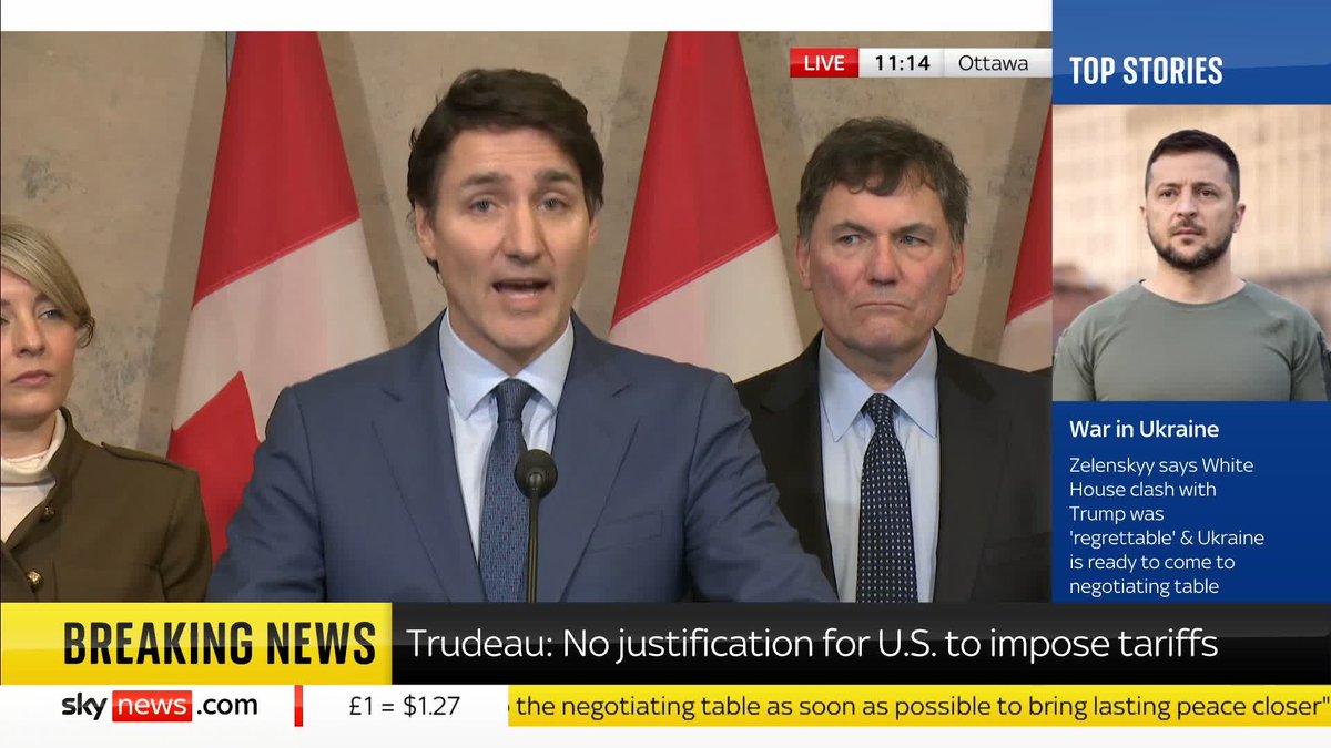 'Even though you are a very smart guy, this is a very dumb thing to do' Canadian Prime Minister Justin Trudeau addresses Donald Trump directly in his news conference on US imposed tariffs on Canada. 📺 Sky 501, Virgin 602, Freeview 233 and YouTube