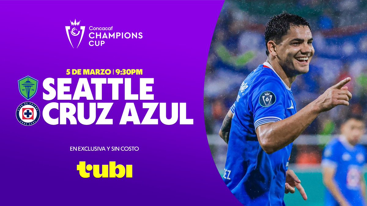 🚂💙 ¡Cruz Azul, a pitar fuerte en Concachampions! Este miércoles a las 9:30PM, CRUZ AZUL visita a Seattle Sounders en un duelo clave de Octavos de Final. Disfruta la Copa de Campeones Concacaf SIN COSTO en Tubi.