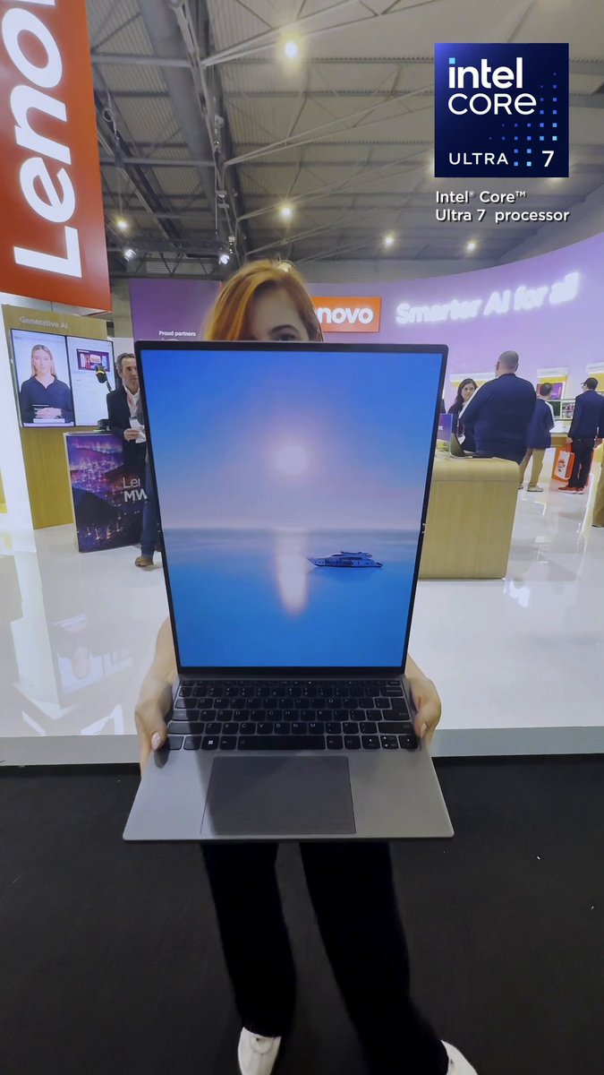 Flip it, fold it, and rethink what a PC can be. The Lenovo ThinkBook “codename Flip” AI PC Concept is the industry's first outward-folding laptop with an 18.1" flexible OLED display and @Intel Core Ultra Processors. Learn more: | #LenovoMWC