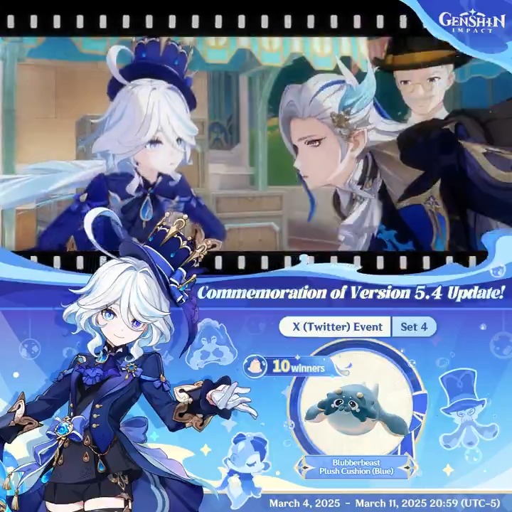 ✨Set 4✨ Commemoration of Version 5.4 Update 🎁Participate for a chance to win official merchandise. How to Participate: ① Follow Genshin Impact ② Retweet this post You can instantly check the event results here>>> #GenshinImpact