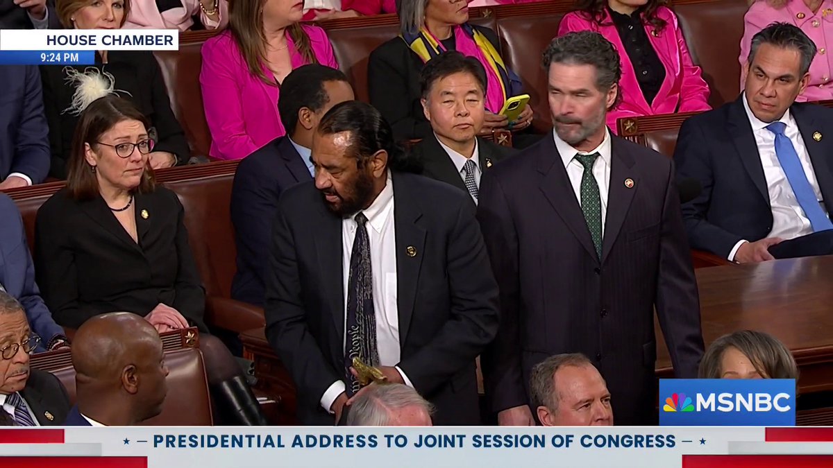 Rep. Al Green is removed from the House chamber after interrupting President Trump's joint congressional address. Watch live: