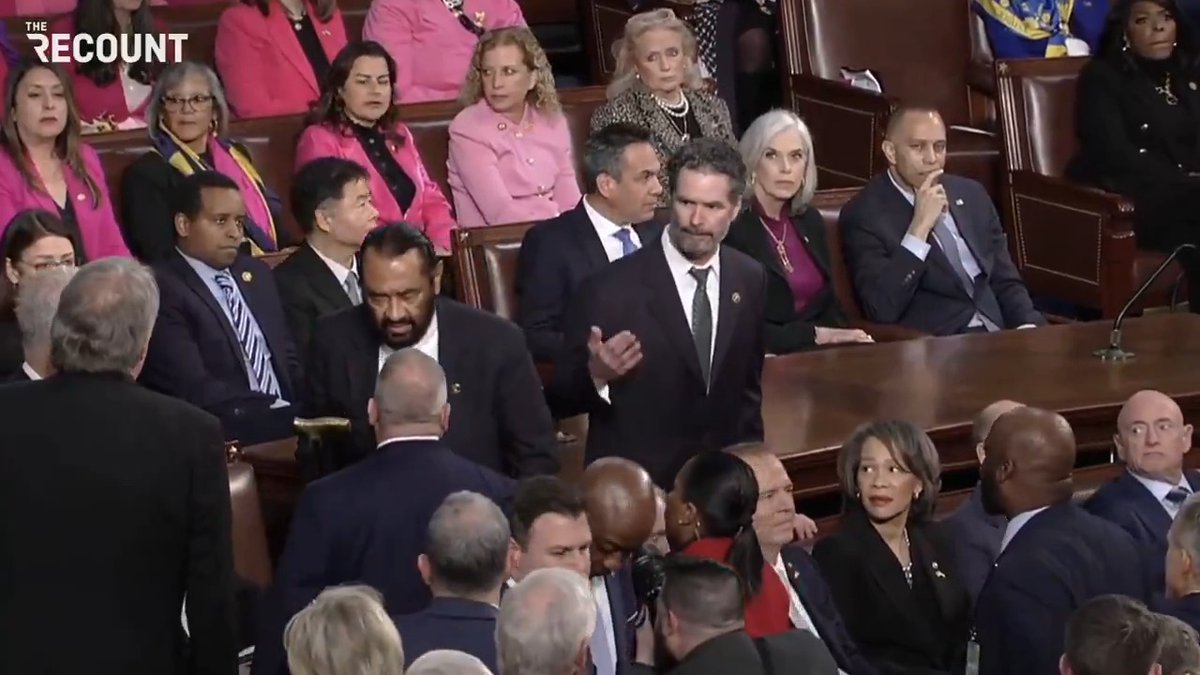 House Speaker Mike Johnson kicks Rep. Al Green (D-TX) out of Trump's address to Congress after he refused to sit down while waving his cane and shouting, "He has no mandate."