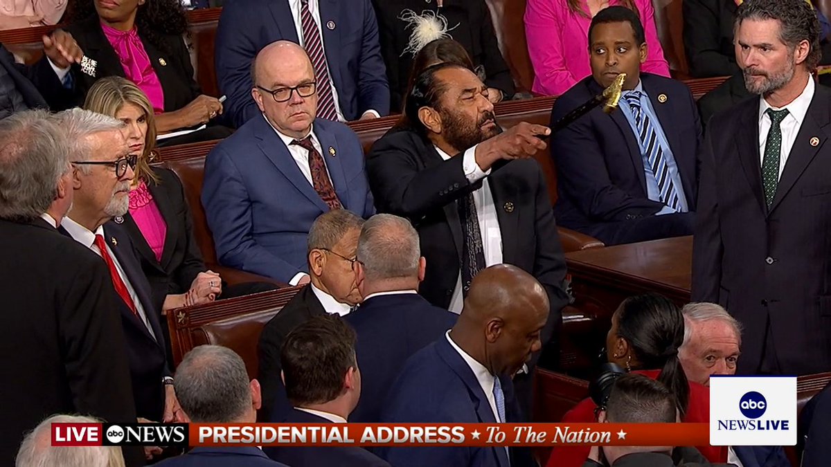 Speaker Mike Johnson ordered the sergeant at arms to remove Democratic Rep. Al Green of Texas during President Trump's joint speech to Congress. Read more here: