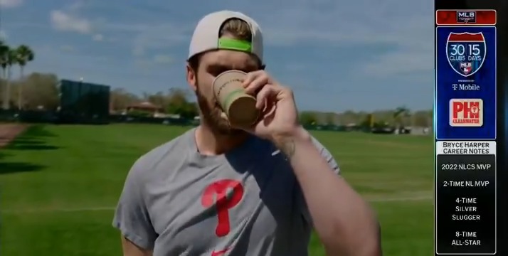 Blind taste testing coffees at #SpringTraining with Bryce Harper! ☕️ Philadelphia Phillies | #MLBTonight