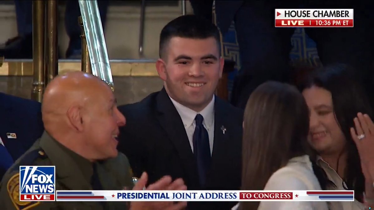 President Trump surprises high school senior by announcing during his speech to Congress that he has been accepted to the United States Military Academy at West Point.