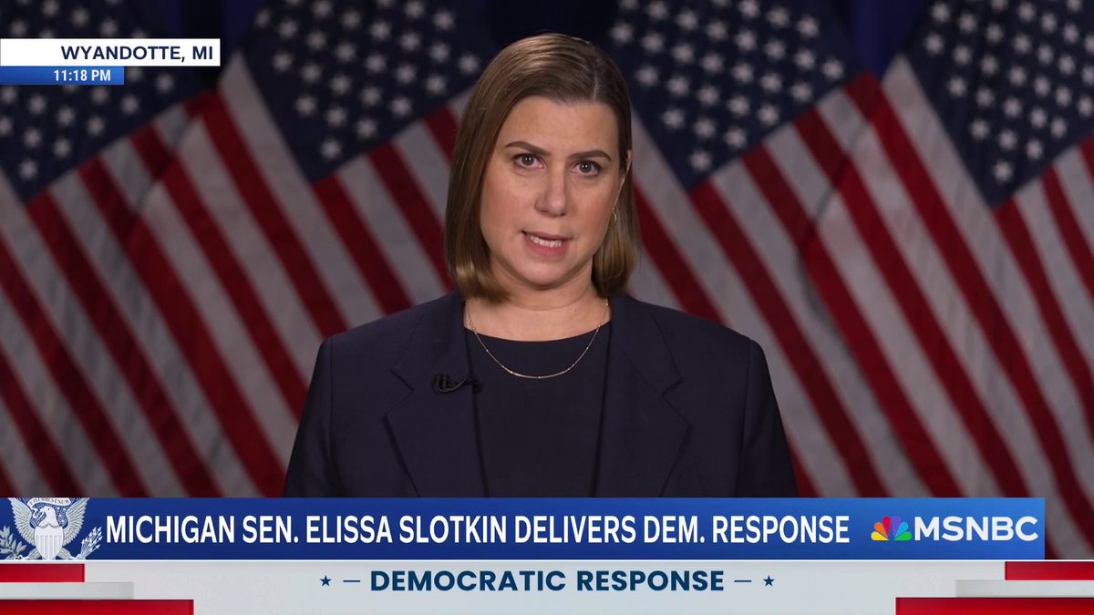 Sen. Elissa Slotkin, delivering the Democratic response to President Trump's joint congressional address, says Reagan must be "rolling in his grave" and that "Trump would have lost us the Cold War."