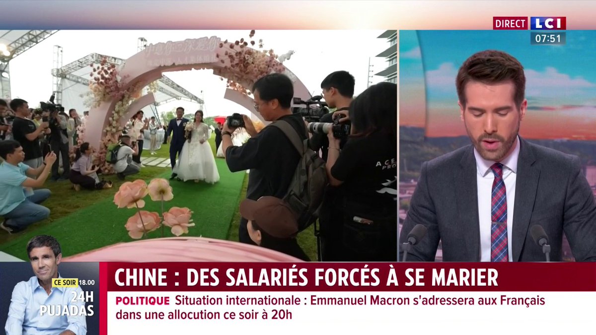 🔴 Chine : une entreprise impose le mariage à ses salariés 👉 En Chine, une entreprise impose le mariage à ses salariés célibataires âgés de 28 à 58 ans. S'ils refusent, ils seront licenciés.