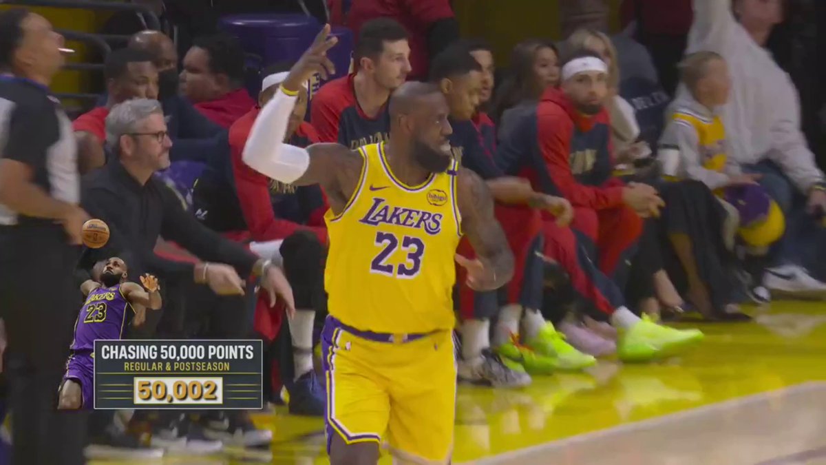 5️⃣0️⃣,0️⃣0️⃣0️⃣+ regular and postseason points 📈 LeBron James is still out here making NBA history at 40 years old 🐐 📺 TNT Sports & discovery+ UK