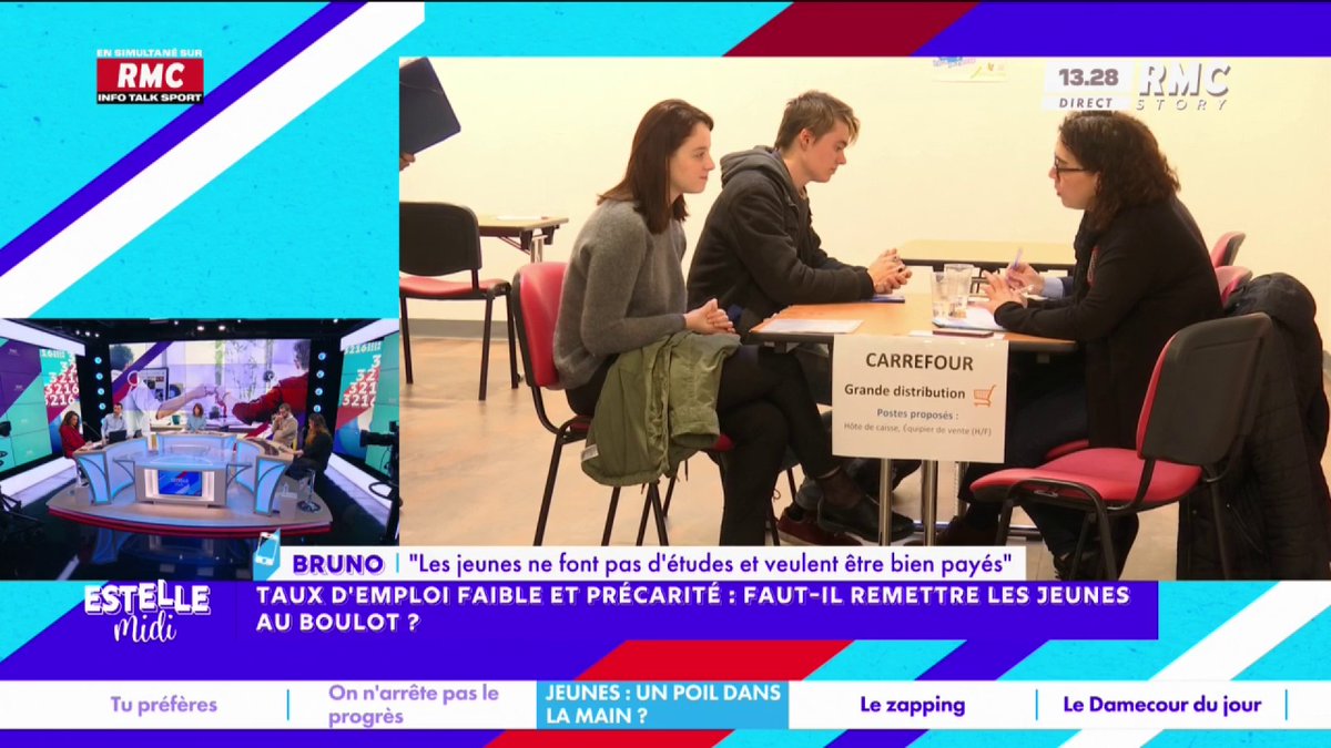 👩 Faut-il remettre les jeunes au boulot ? 📞 Bruno : "On a un jeune, il termine à 17h45. Hier soir à 17h40, il était prêt à partir... On le lui rappelle, il n'était pas là ce matin... Il a envoyé un SMS pour dire qu'il mettait fin à sa période d'essai !" #EstelleMidi